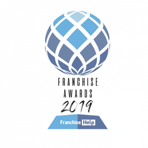 Franchise Awards 2019 logo featuring a blue globe and Franchise Help branding. TITLE