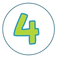 Bright green number four inside a circular blue outline, representing Hounds Town's branding.