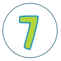 A colorful number seven in green and blue, representing Hounds Town's branding.